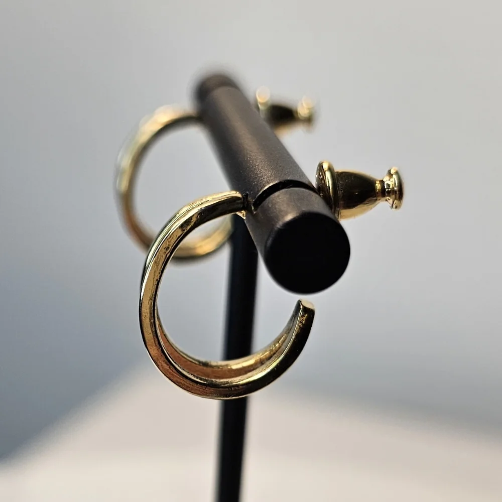MONET‎ pierced gold-toned double half-hoop earrings